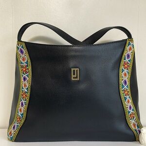 Jefferjees Leather Embroidered Shoulder Bag